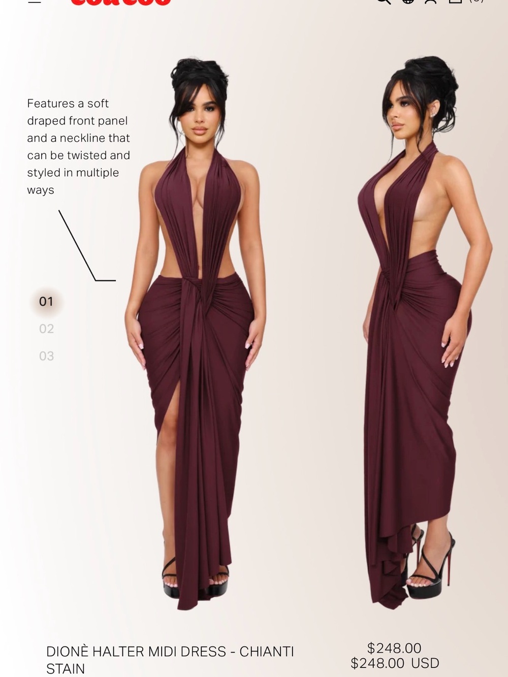 Dionè Halter Midi Dress in Chianti